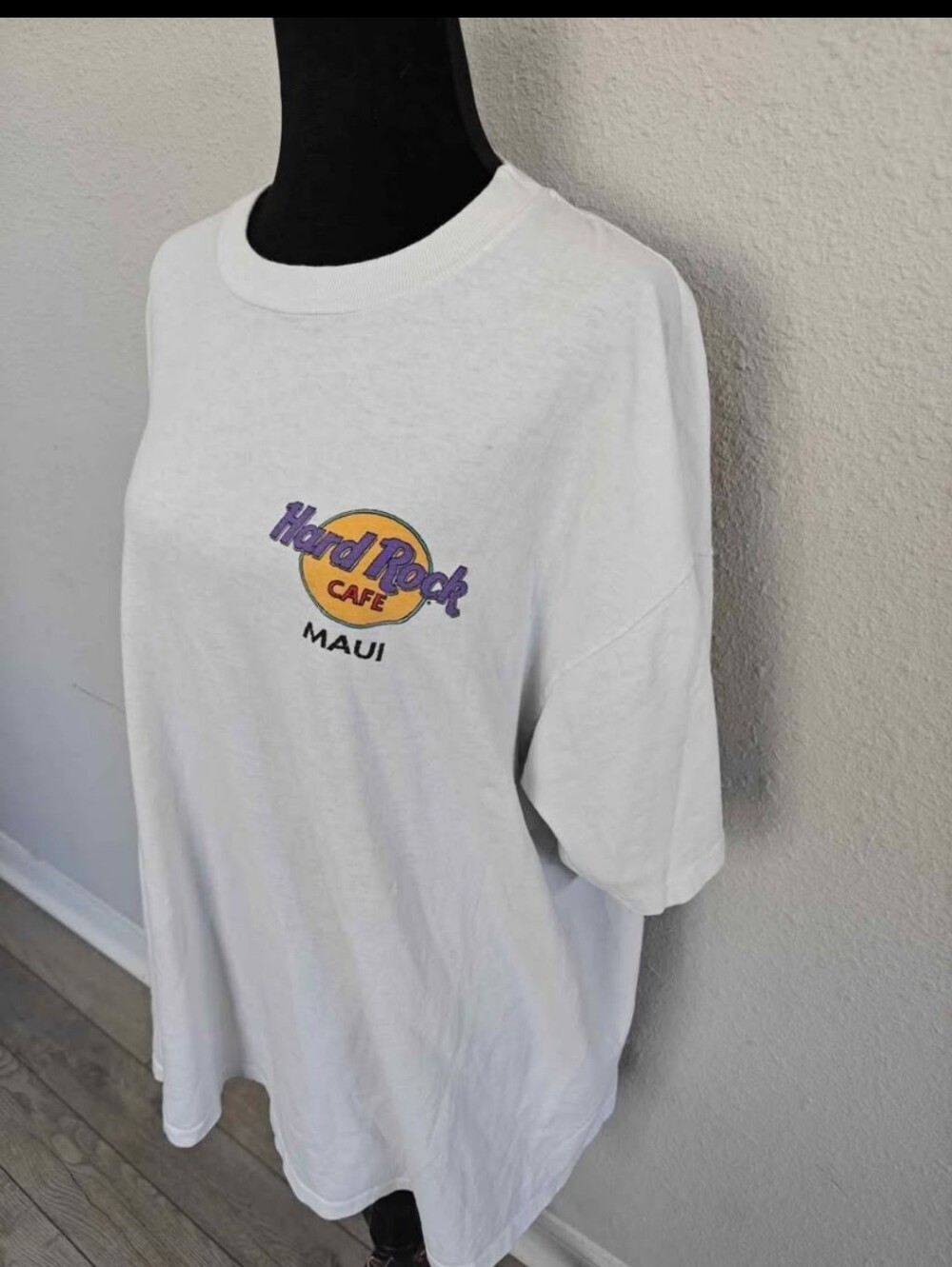Hard Rock Cafe White Tee with Purple & Gold Logo - Maui